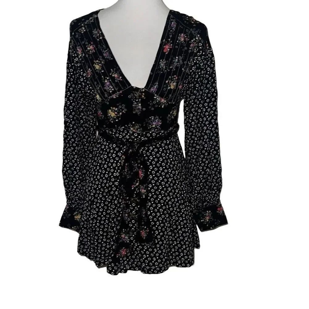 Free People Womens Wonderland Printed A-Line Mini Dress Floral sz S Small